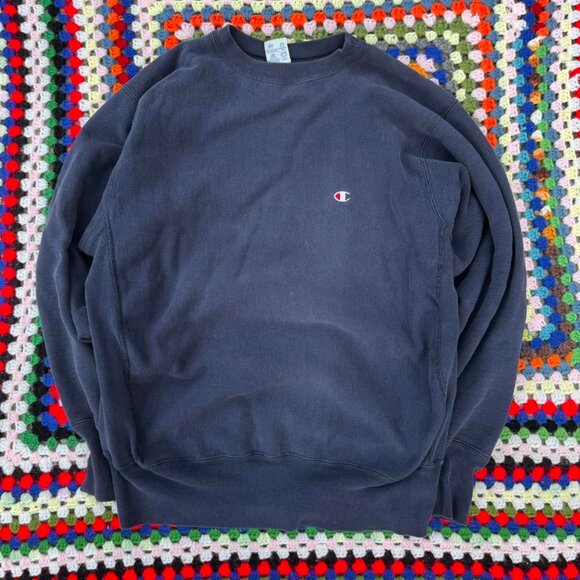 Vintage Champion Reverse Weave Sweatshirt โ Navy โ Embroidered C Logo โ Size XL - Picture 2 of 6